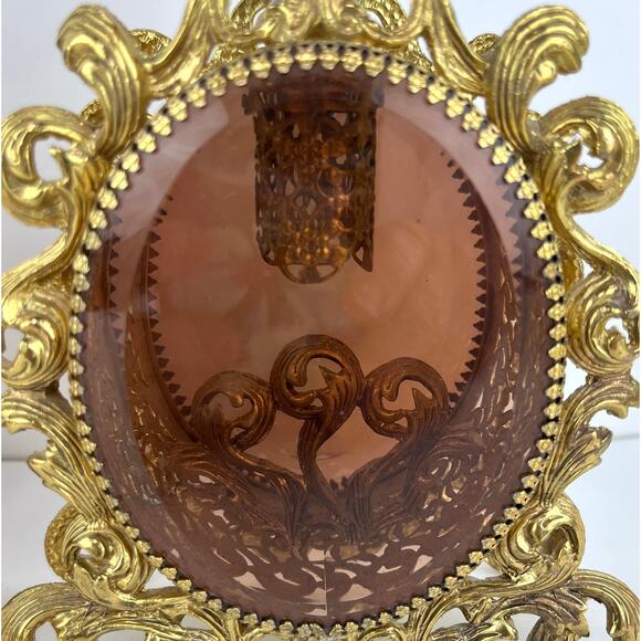 Ormolu Hollywood Regency Set of 2 Perfume Bottles (dauber missing) - Picture 2 of 10